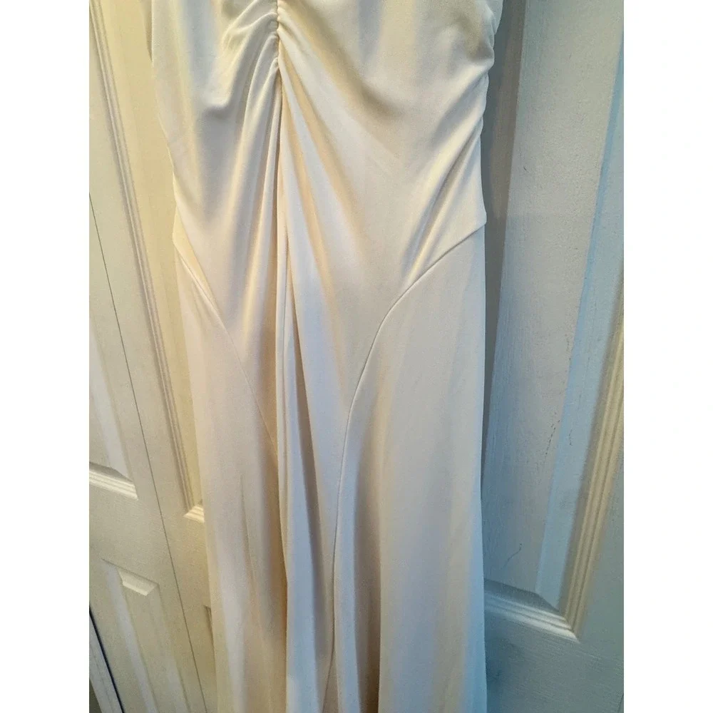 Cinq a Sept Carino Dress Ivory Cowl Neck Ruched Midi ZD29742741Z New Size 8 - Picture 10 of 12